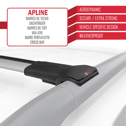 Compatible with Nissan Rogue 2 (T32) 2014-2020 FLY Model Car Roof Rack Cross Bar Grey Aluminium 2 Bars