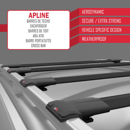 Compatible with Peugeot Expert 2 2007-2016 FLY Model Car Roof Rack Cross Bar Black Aluminium 4 Bars