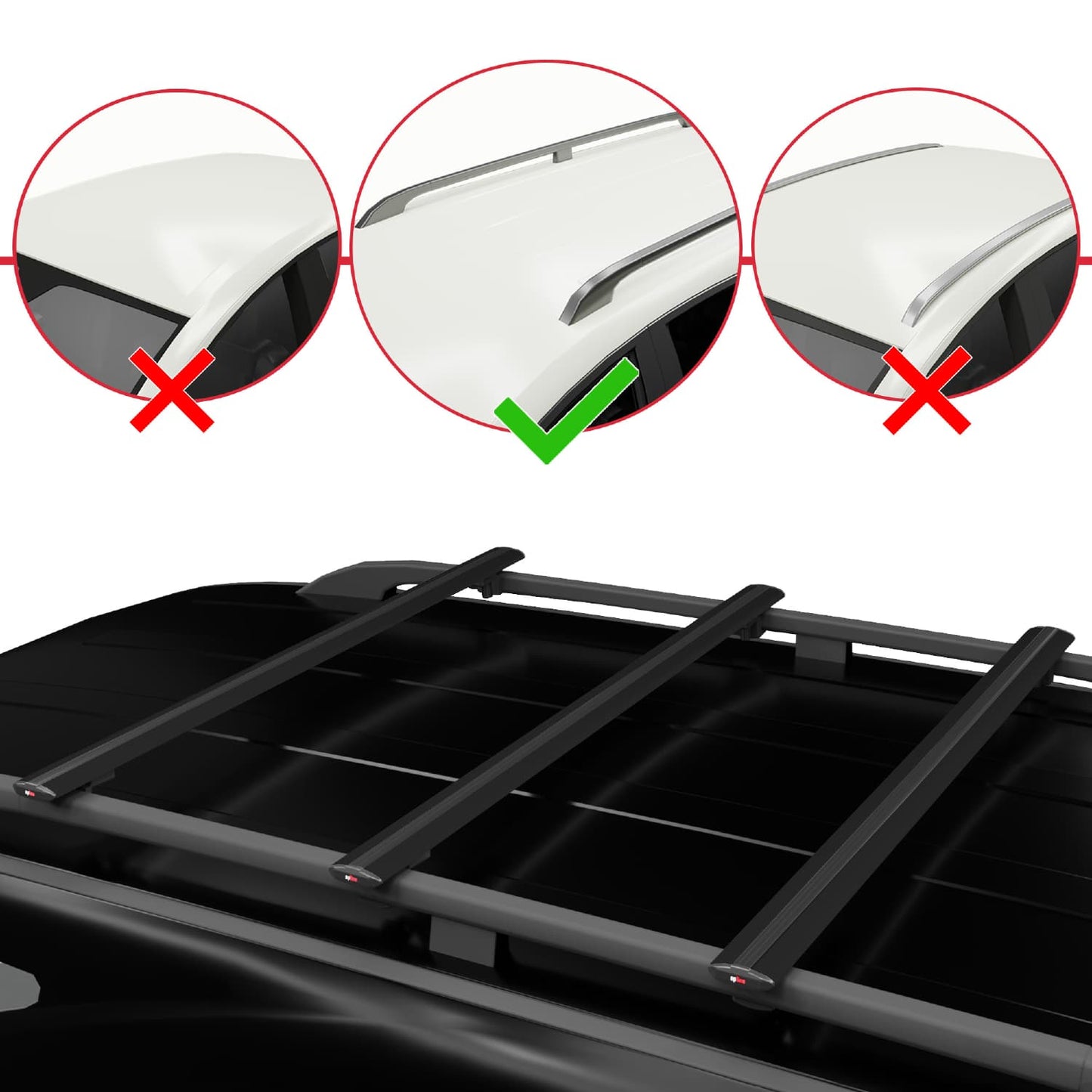 Compatible avec Nissan Navara 3 (D40) 2005-2014 BASIC Model Barres de Toit Railing Porte-Bagages de Voiture Noir Aluminium 3 Barres