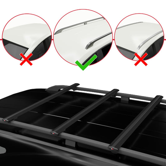 Compatible avec Toyota Land Cruiser V8 (J200) 2008-2021 BASIC Model Barres de Toit Railing Porte-Bagages de Voiture Noir Aluminium 3 Barres