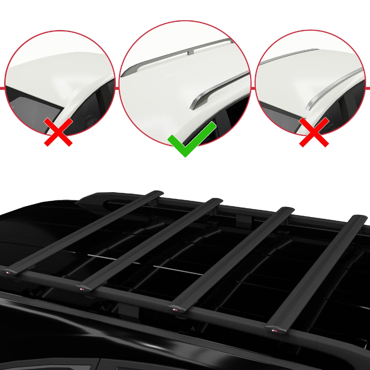 Compatible avec Fiat Ducato 3 2007-2025 BASIC Model Barres de Toit Railing Porte-Bagages de Voiture Noir Aluminium 4 Barres
