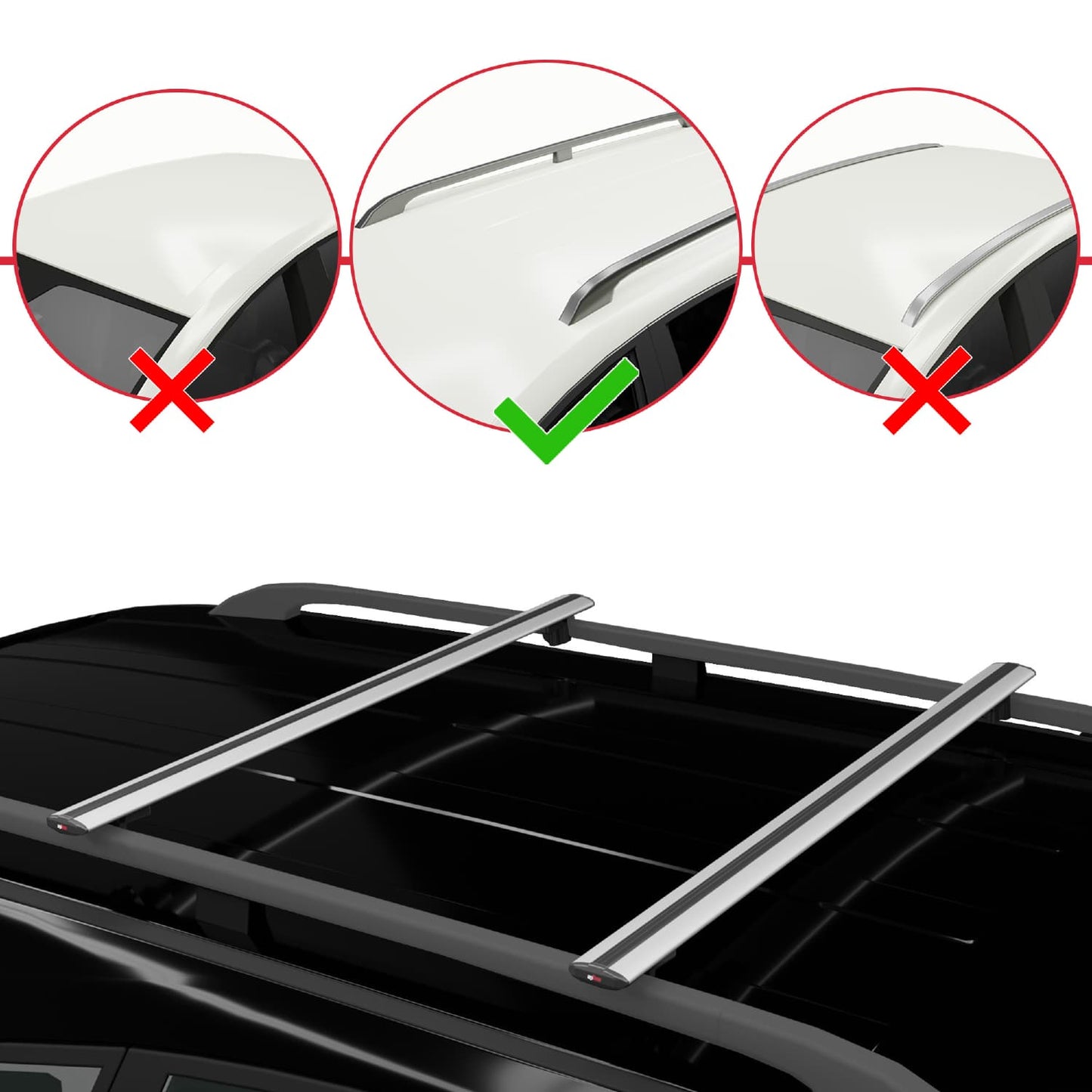Compatible with Peugeot Partner Pre-Facelift 1996-2003 BASIC Model Car Roof Rack Cross Bar Grey Aluminium 2 Bars