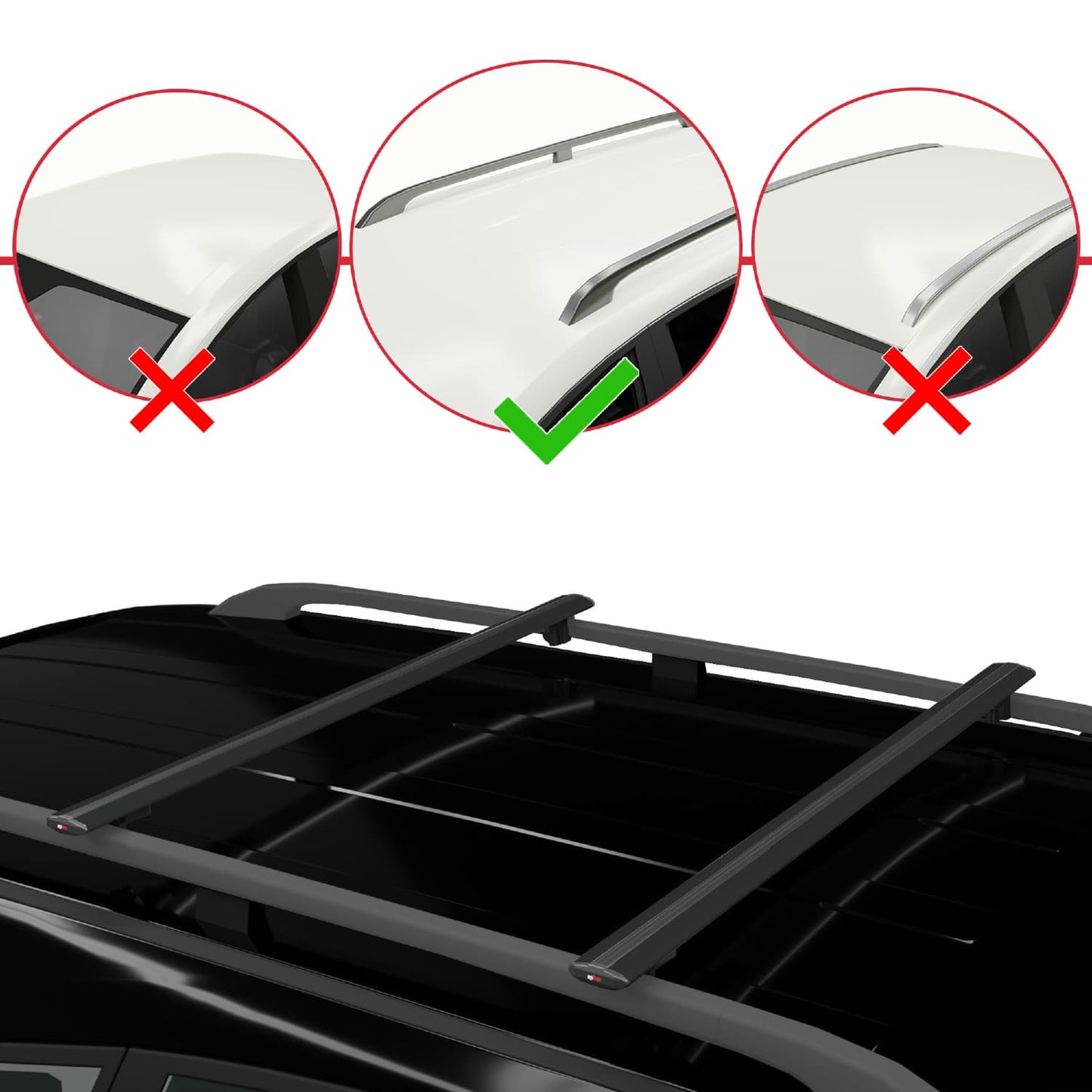 Compatible avec Ssangyong Rodius 2005-2012 BASIC Model Barres de Toit Railing Porte-Bagages de Voiture Noir Aluminium 2 Barres