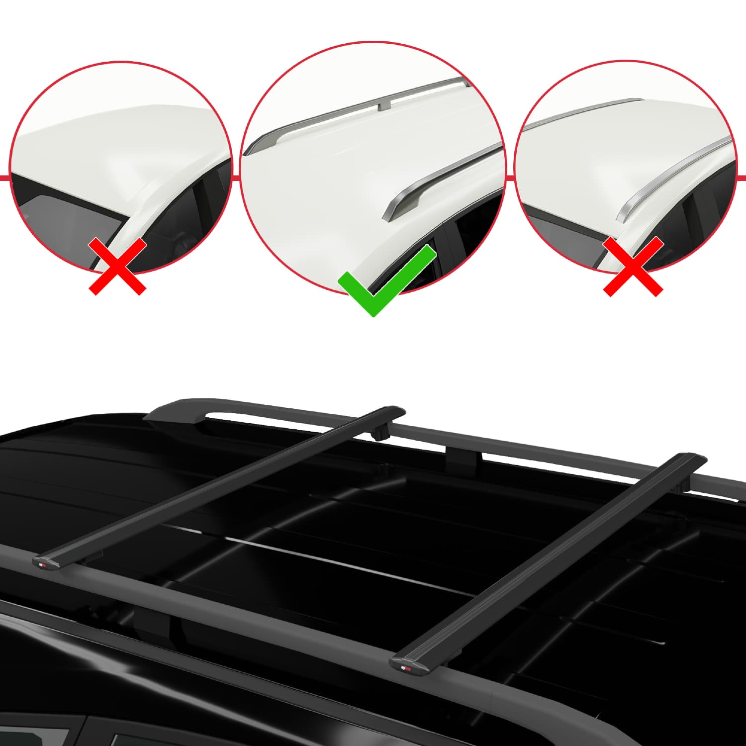Compatible avec Volvo V40 1999-2004 BASIC Model Barres de Toit Railing Porte-Bagages de Voiture Noir Aluminium 2 Barres