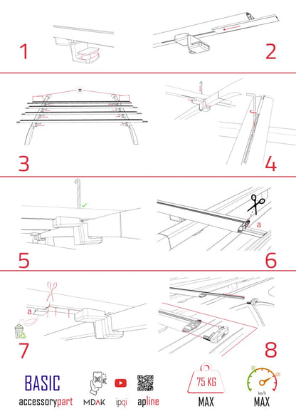 Compatible with Fiat Doblo 2000-2009 BASIC Model Car Roof Rack Cross Bar Grey Aluminium 4 Bars