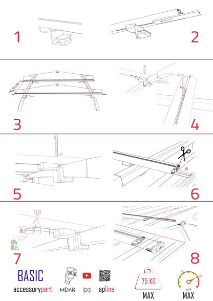 Compatible avec Mercedes EQB (X243) 2021-2025 BASIC Model Barres de Toit Railing Porte-Bagages de Voiture Noir Aluminium 2 Barres