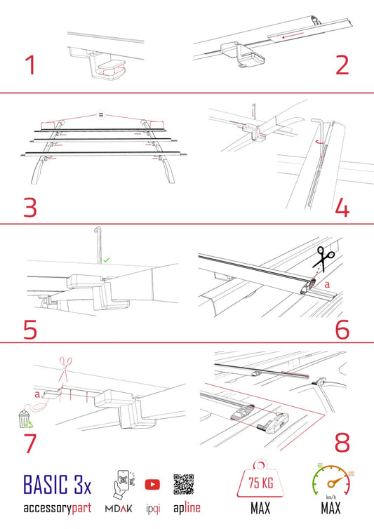 Compatible avec Fiat Talento 2016-2021 BASIC Model Barres de Toit Railing Porte-Bagages de Voiture Noir Aluminium 3 Barres
