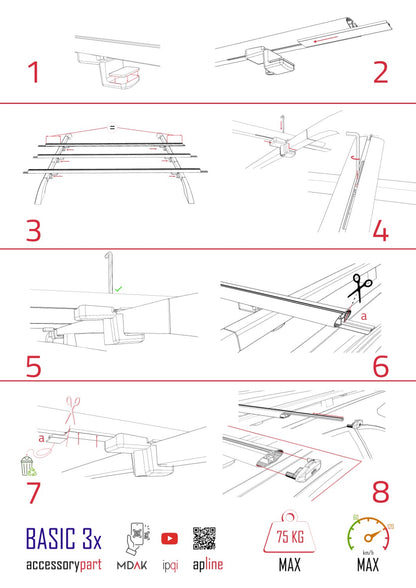 Compatible avec Ssangyong Korando 3 (C200) 2010-2019 BASIC Model Barres de Toit Railing Porte-Bagages de Voiture Gris Aluminium 3 Barres