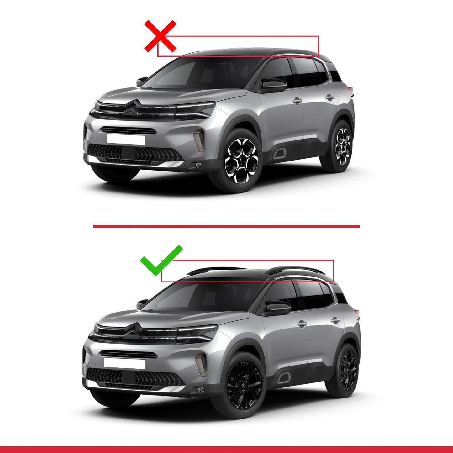 Compatible avec Citroen C5 Aircross 2018-2025 ACE-1 Barres de Toit Railing Porte-Bagages de Voiture Gris Aluminium 2 Barres