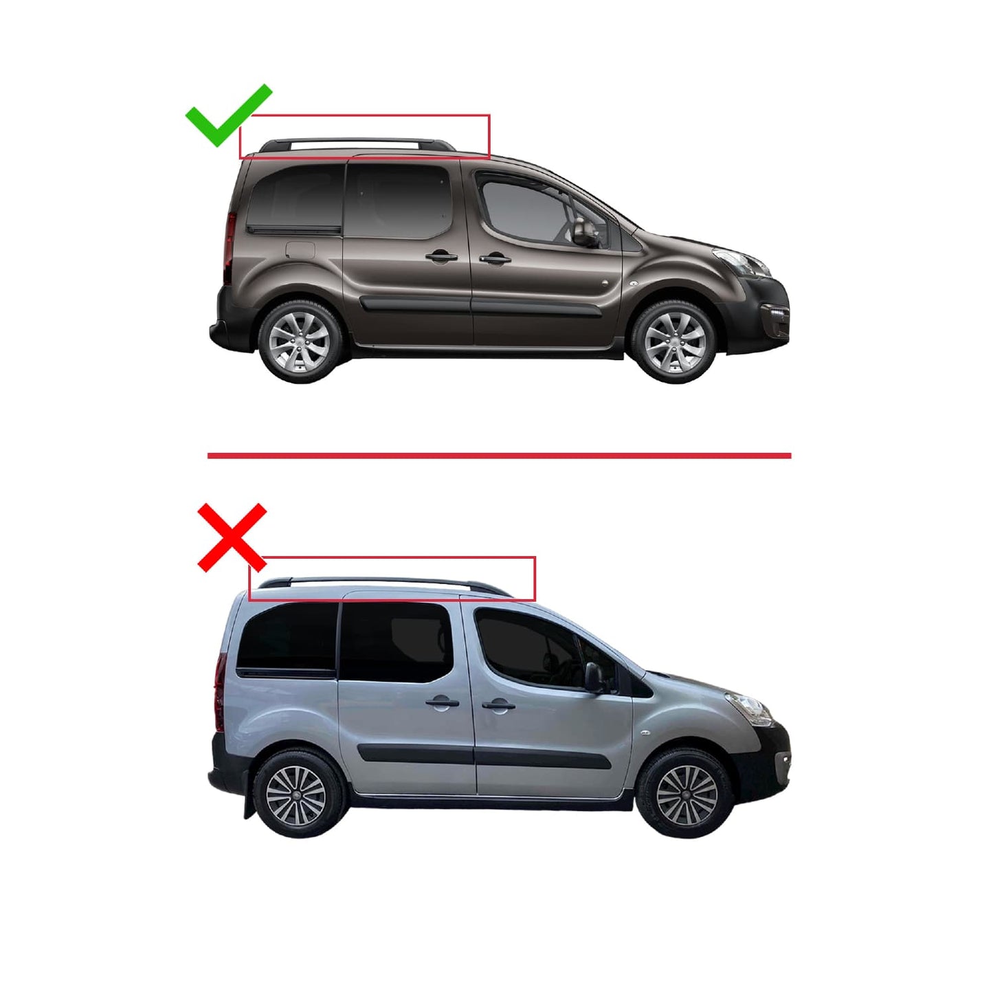 Compatible avec Citroen Berlingo 2 (B9) 2008-2018 BASIC Model Barres de Toit Railing Porte-Bagages de Voiture Noir Aluminium 3 Barres