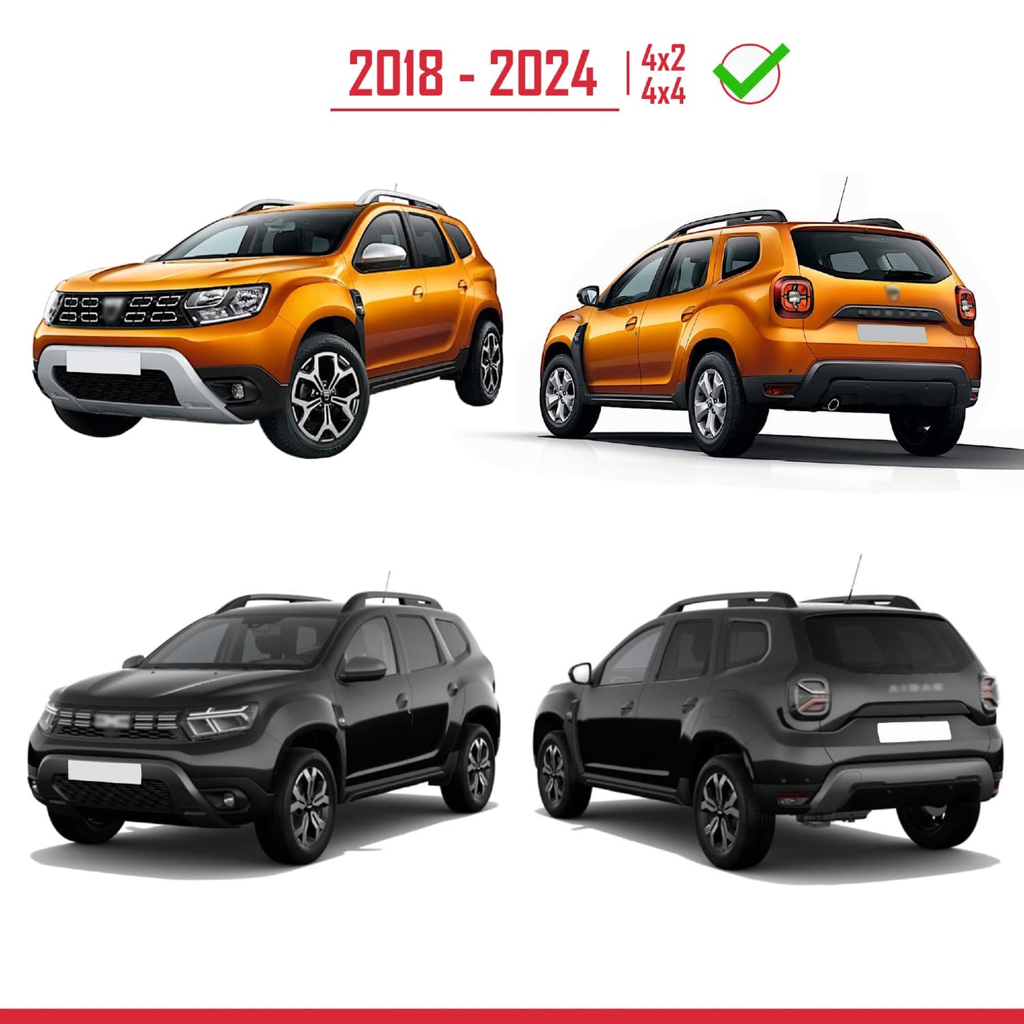 Compatible avec Dacia Duster 2018-2024 Fender Protecteur de Passage de roue pare-chocs Garde-boue et protection laterale Protection de la carrosserie voiture Kit NOİR