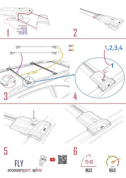 Compatible with IInfiniti QX56 (Z62) 2011-2013 FLY Model Car Roof Rack Cross Bar Grey Aluminium 2 Bars