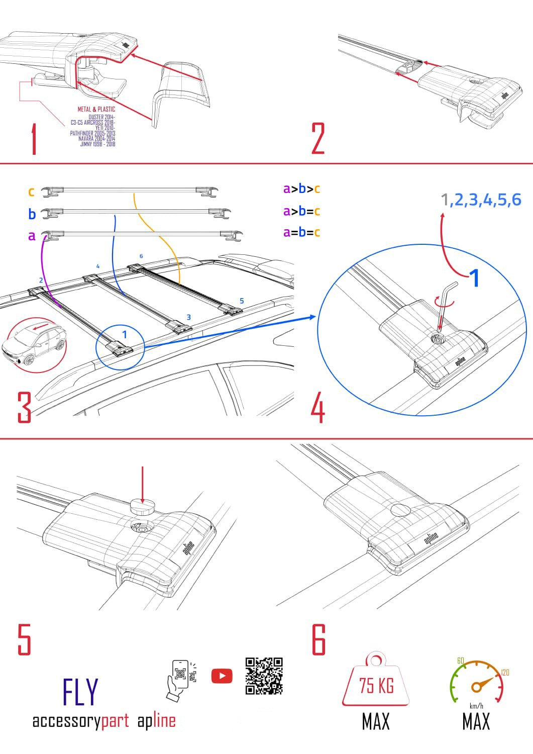 Compatible with IInfiniti QX56 (Z62) 2011-2013 FLY Model Car Roof Rack Cross Bar Grey Aluminium 3 Bars