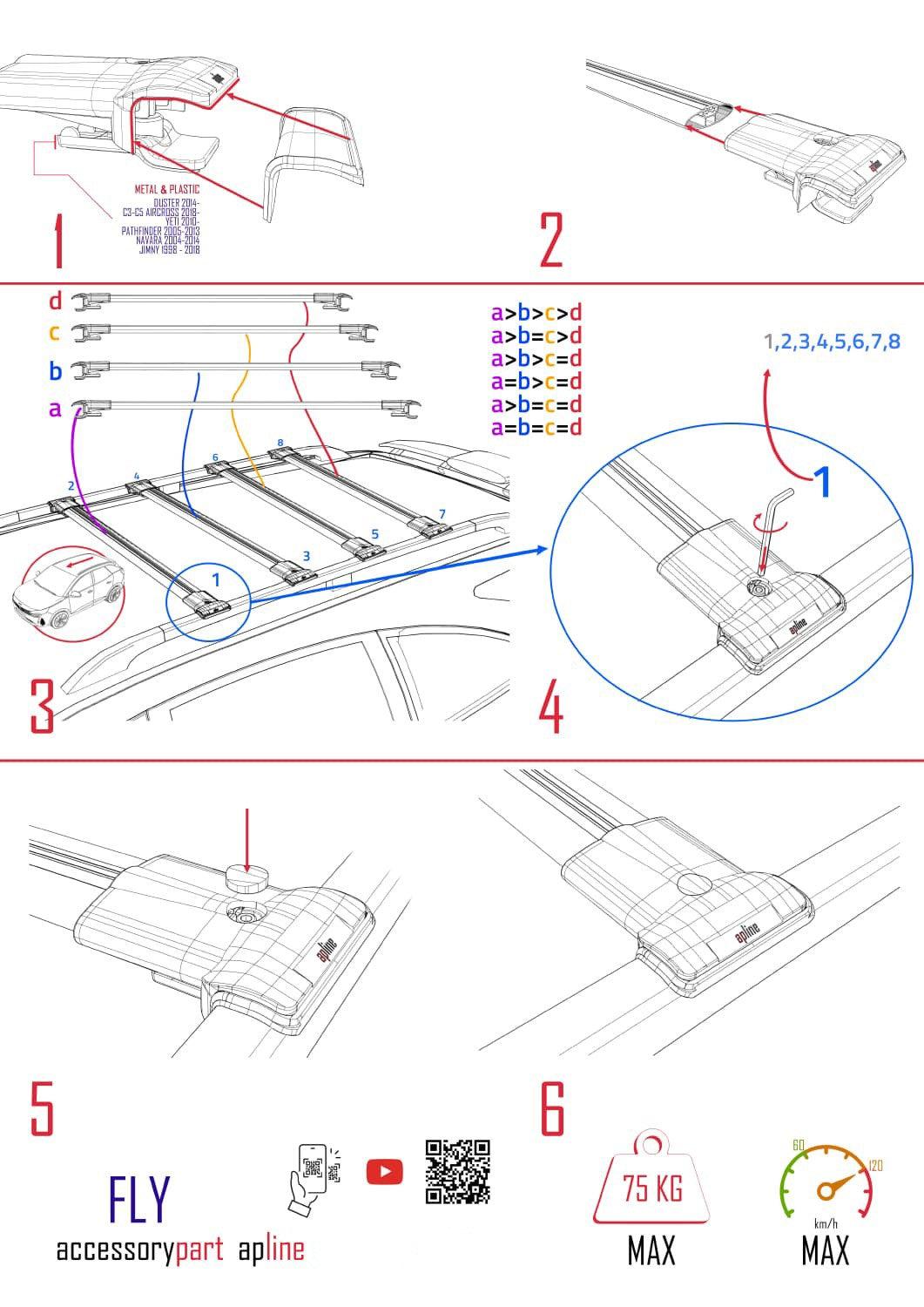 Compatible avec Mercedes Vaneo (W414) 2002-2005 FLY Model Barres de Toit Railing Porte-Bagages de Voiture Gris Aluminium 4 Barres