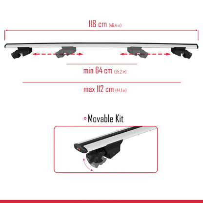 Compatible avec Volkswagen Tiguan 2025 HOOK Model Barres de Toit Railing Porte-Bagages de Voiture Gris Aluminium 2 Barres