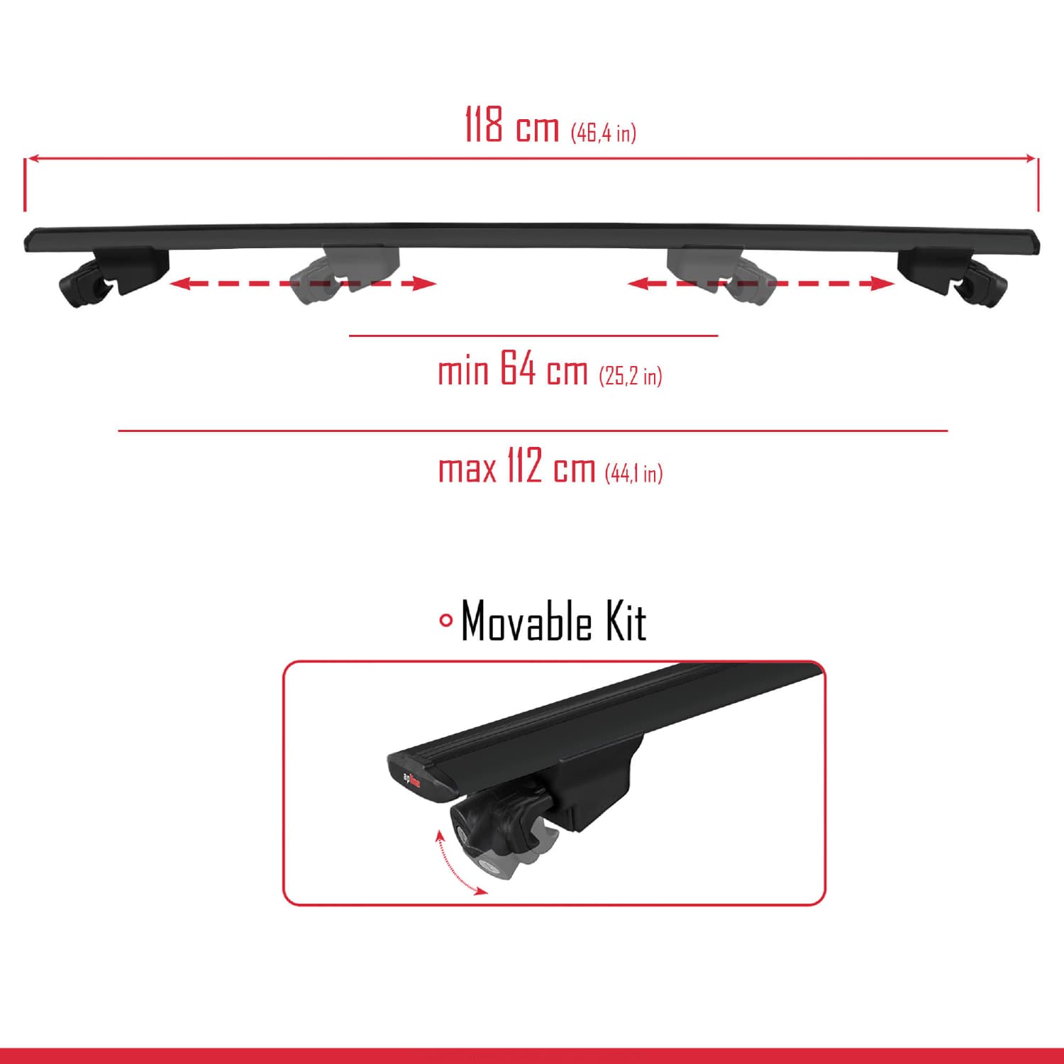 Compatible avec Hyundai Nexo 2019-2023 HOOK Model Barres de Toit Railing Porte-Bagages de Voiture Noir Aluminium 2 Barres