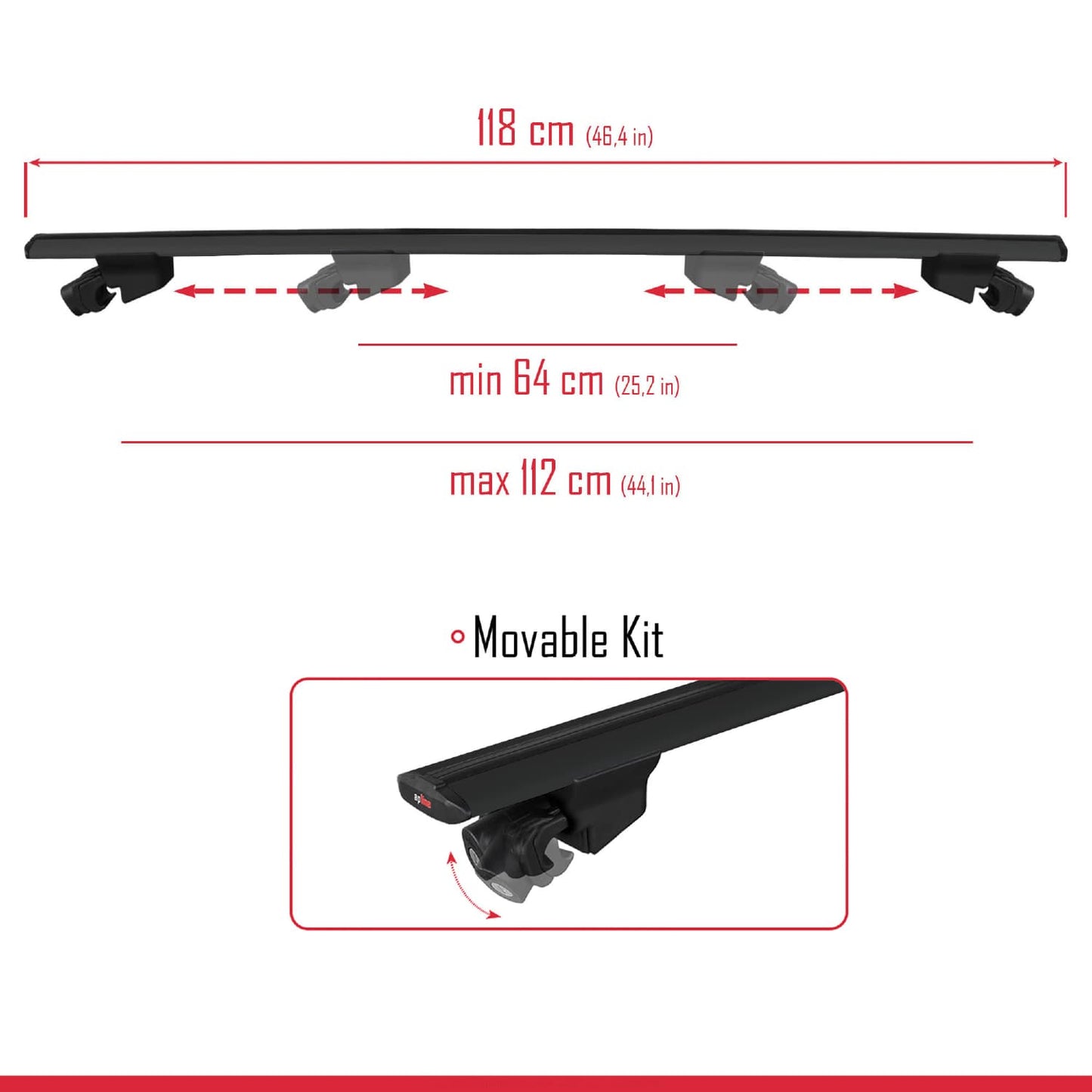 Compatible avec Opel Combo D 2012-2018 HOOK Model Barres de Toit Railing Porte-Bagages de Voiture Noir Aluminium 2 Barres