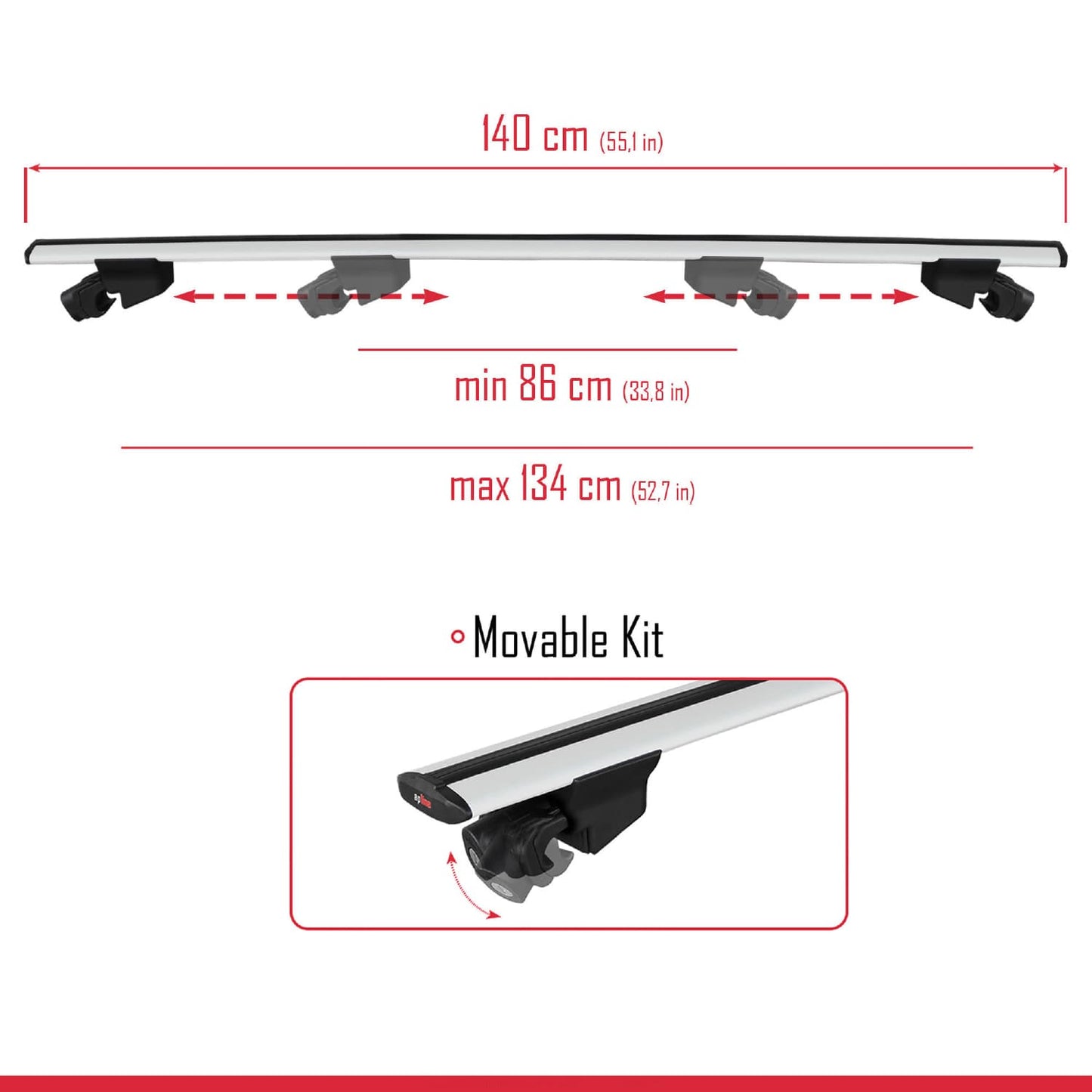 Compatible avec Peugeot Rifter 2023-2024 HOOK Model Barres de Toit Railing Porte-Bagages de Voiture Gris Aluminium 2 Barres