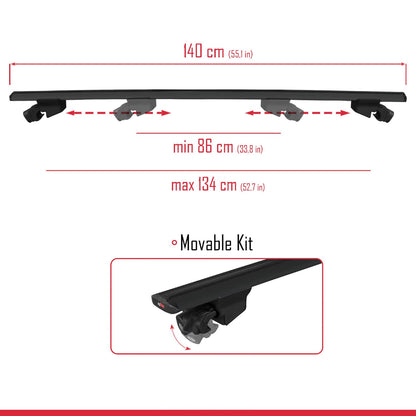 Compatible avec Kia EV9 2024-2025 HOOK Model Barres de Toit Railing Porte-Bagages de Voiture Noir Aluminium 2 Barres