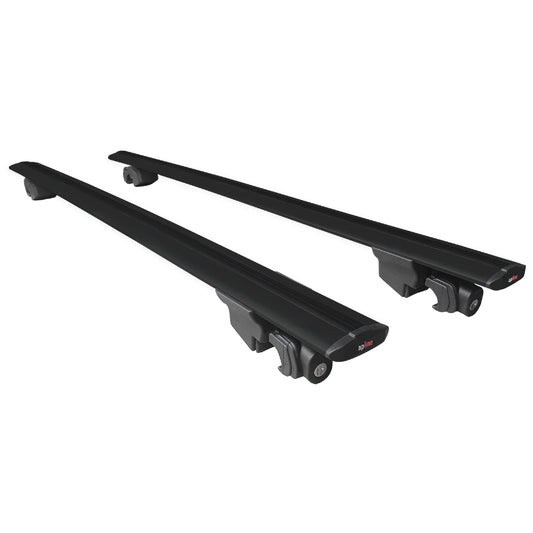 Compatible avec BMW Série 5 (G31) Touring 2017-2023 HOOK Model Barres de Toit Railing Porte-Bagages de Voiture Noir Aluminium 2 Barres
