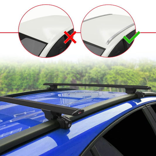 Compatible avec Volvo XC90 2003-2014 HOOK Model Barres de Toit Railing Porte-Bagages de Voiture Noir Aluminium 2 Barres