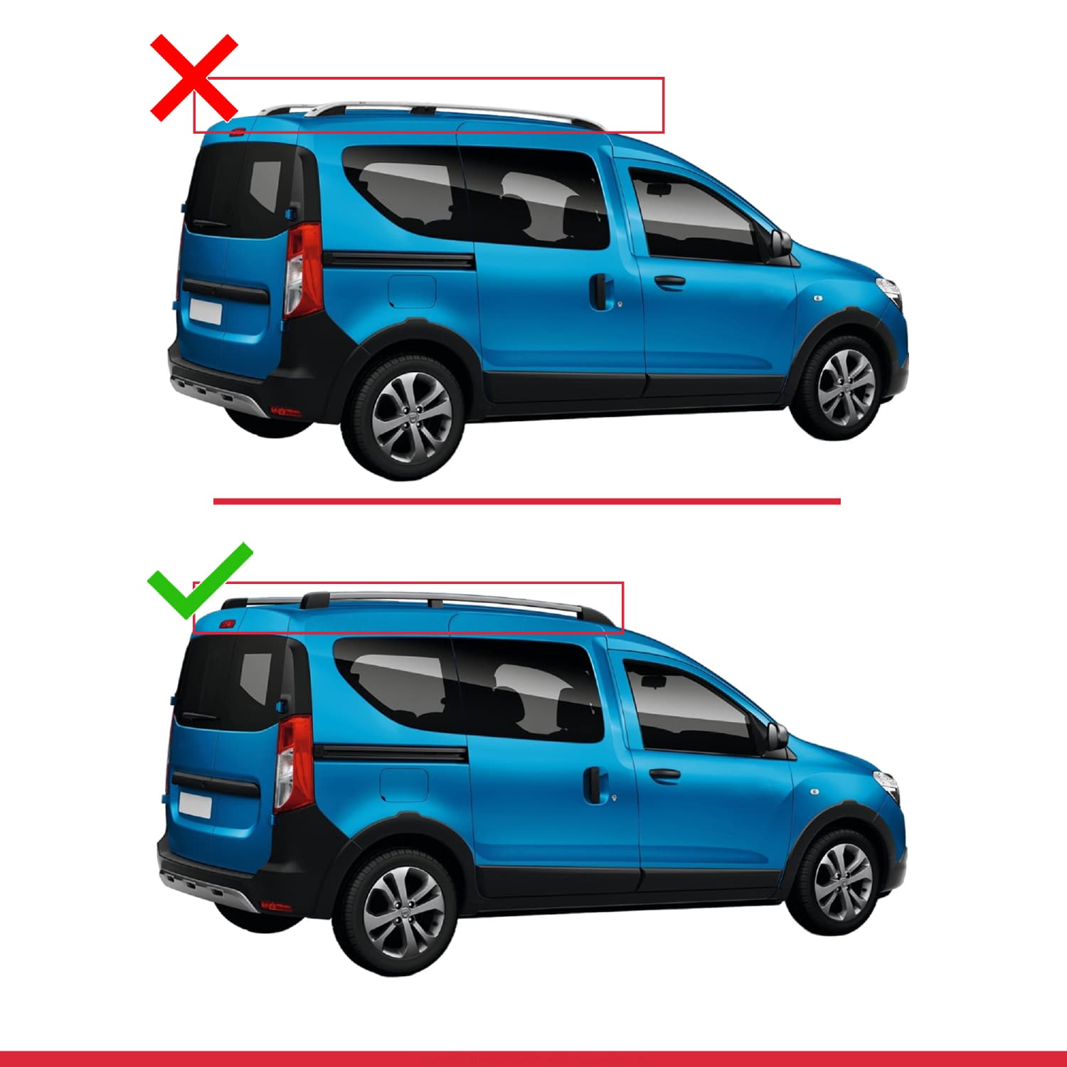 Compatible avec Dacia Dokker (K67) 2012-2024 FLY Model Barres de Toit Railing Porte-Bagages de Voiture Gris Aluminium 3 Barres