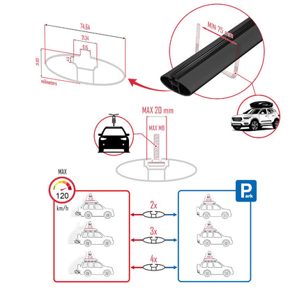 Compatible avec KIA EV9 GT-LINE 2024-2025 BASIC Model Barres de Toit Railing Porte-Bagages de Voiture Noir Aluminium 3 Barres