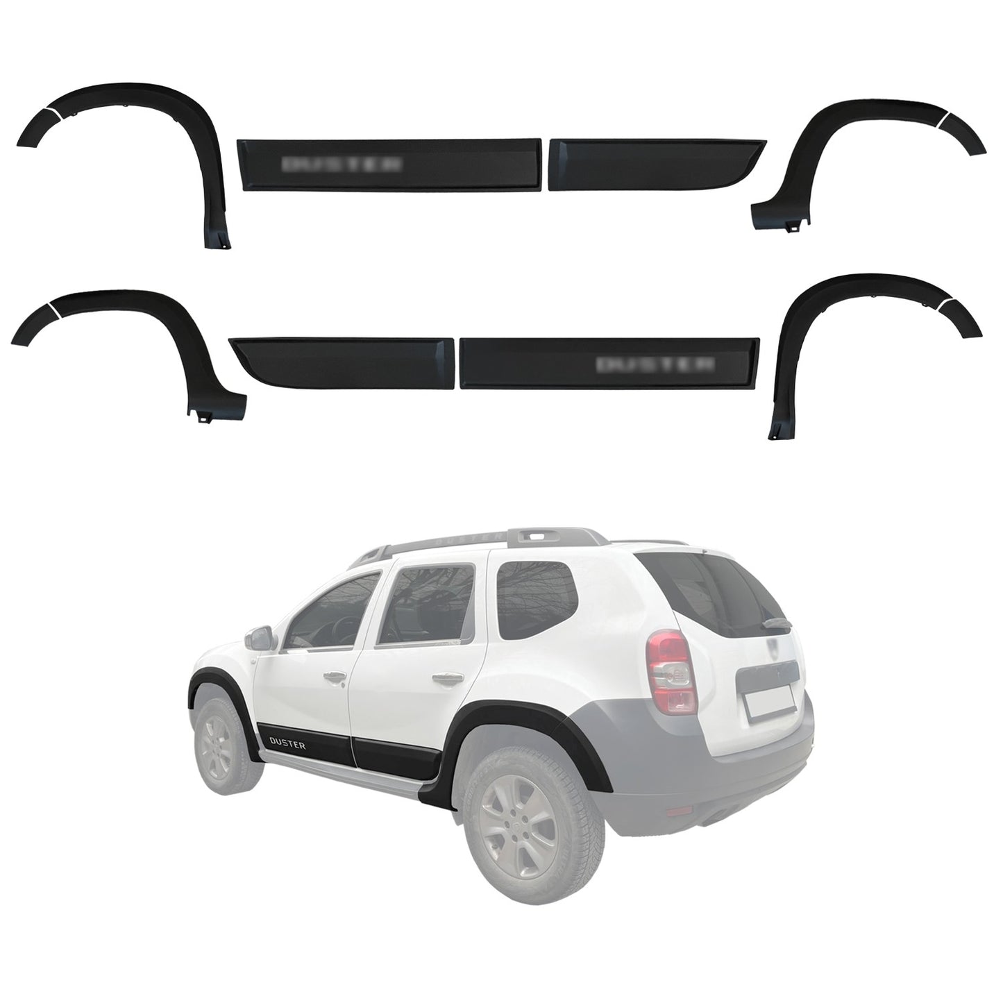 Compatible avec Dacia Duster (HS) 2010-2017 Fender Protecteur de Passage de roue pare-chocs Garde-boue et protection laterale Protection de la carrosserie voiture Kit NOİR