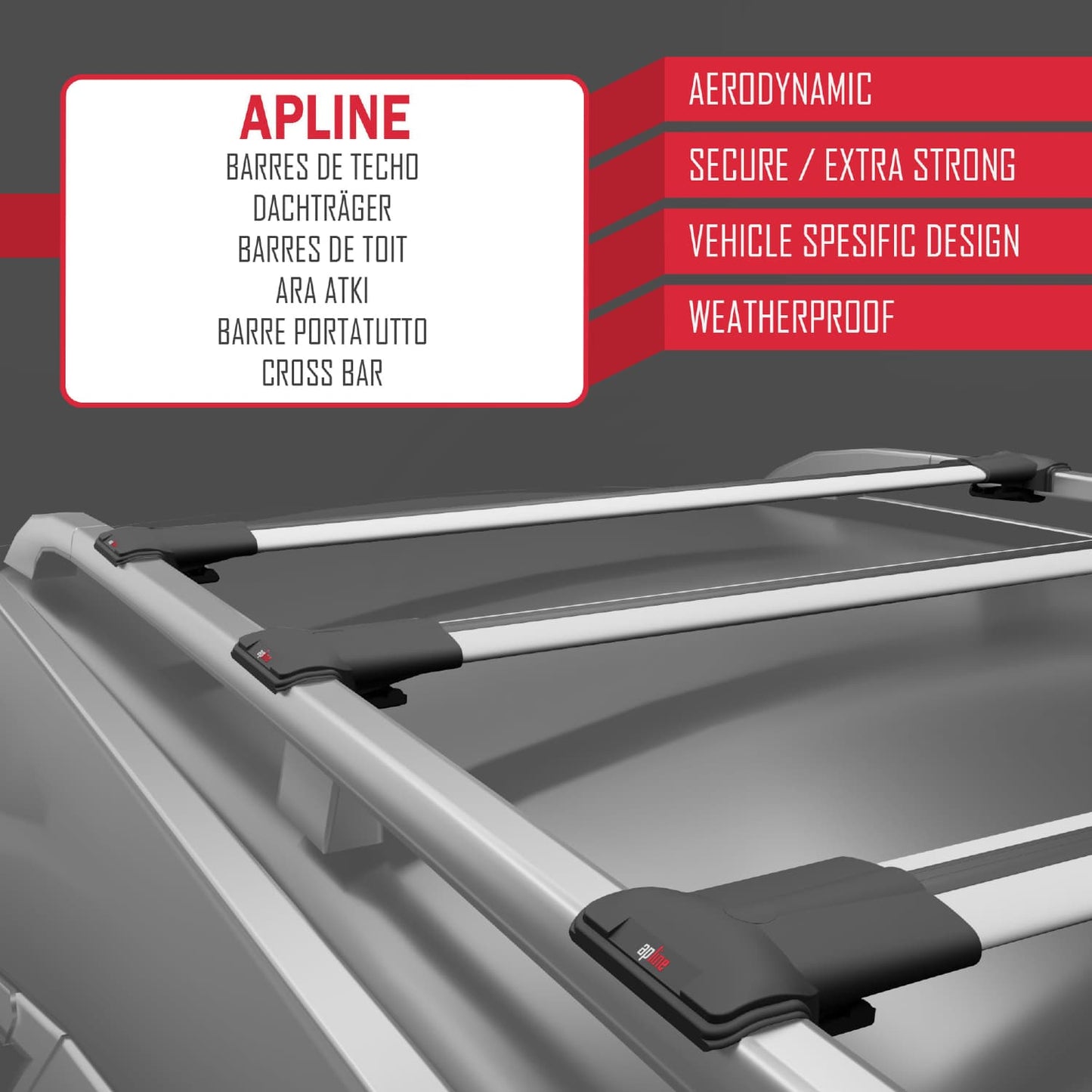 Compatible avec VW Golf Mk6 Wagon 2010-2014 FLY Model Barres de Toit Railing Porte-Bagages de Voiture Gris Aluminium 3 Barres